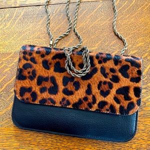 NWT & dustcover CAbi leopard print chain wallet.